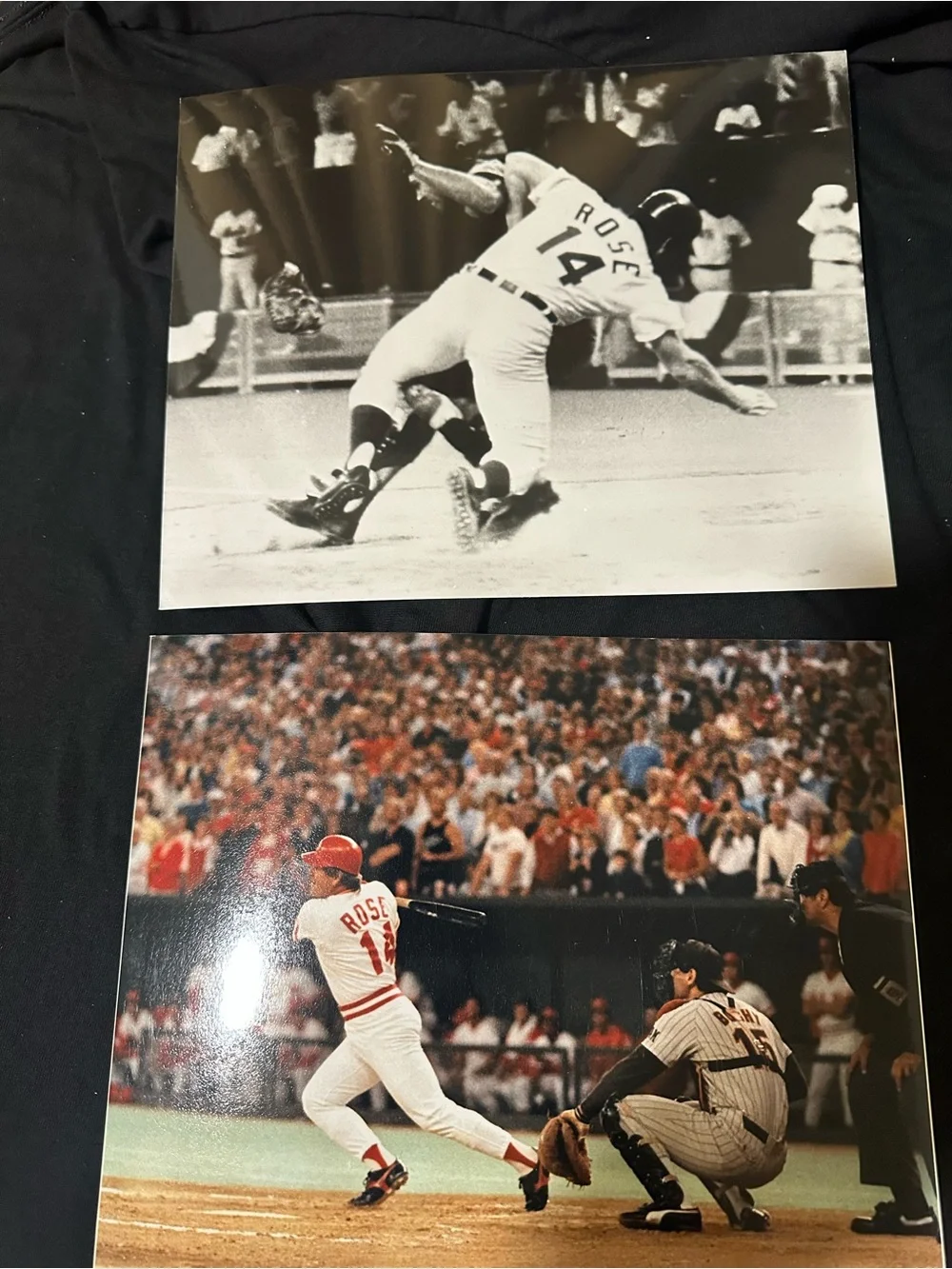 Pete Rose lot of 2 Reds Baseball Print Wall Art 8x10 Ray fosse hit king